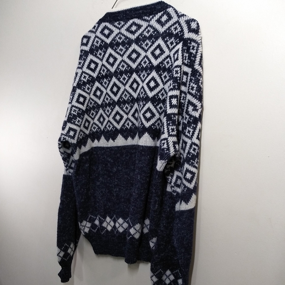 Brandini Blue & White Argyle Pullover Sweater Mens - Picture 7 of 11